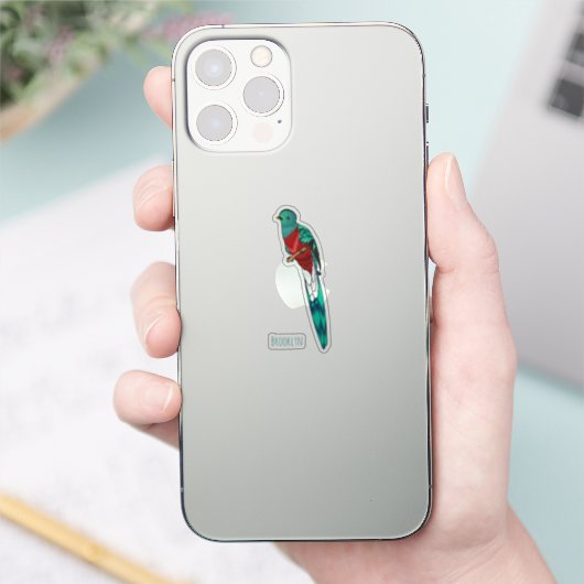 Resplendent quetzal-vogel cartoon illustratie sticker (Telefoon)