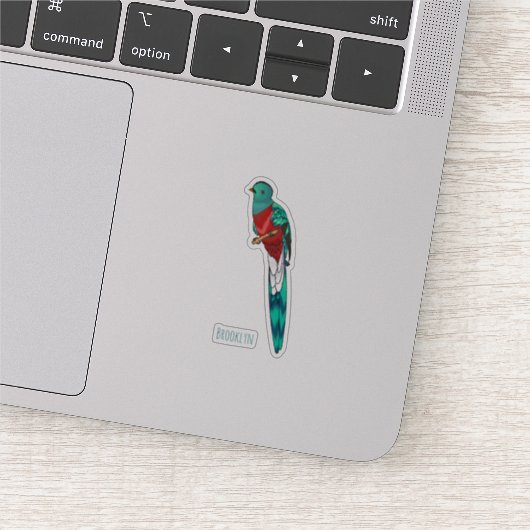 Resplendent quetzal-vogel cartoon illustratie sticker (Detail)