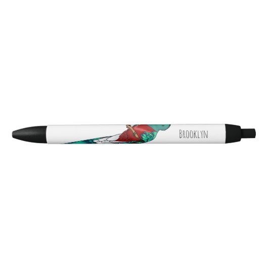 Resplendent quetzal-vogel cartoon illustratie zwarte inkt pen (Voorkant)