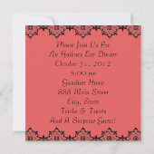 Resplendent Romance Lace Coral Invitation Kaart (Achterkant)