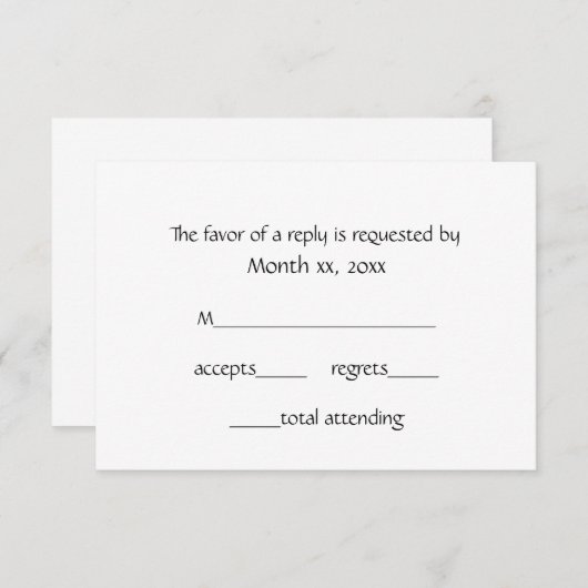 Respons Cards Winter White voor bruiloften RSVP Kaartje (Voorkant / Achterkant)