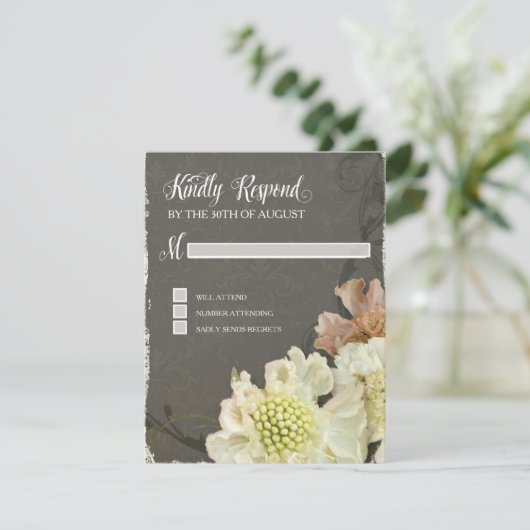 Respons Kaart Trouwen Modern Painterly Floral Art (Staand voorkant)