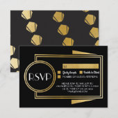 Respons Kaarten Art Deco RSVP 1920 Gold Black (Voorkant / Achterkant)