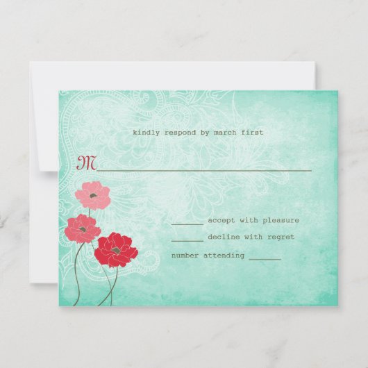  respons op Floral en Leaves RSVP Kaartje (Voorkant)