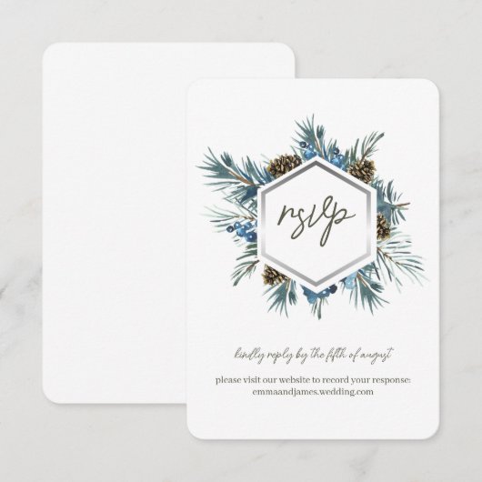 Respons voor vakantieverlof RSVP Wedding Site Kaar (Voorkant / Achterkant)