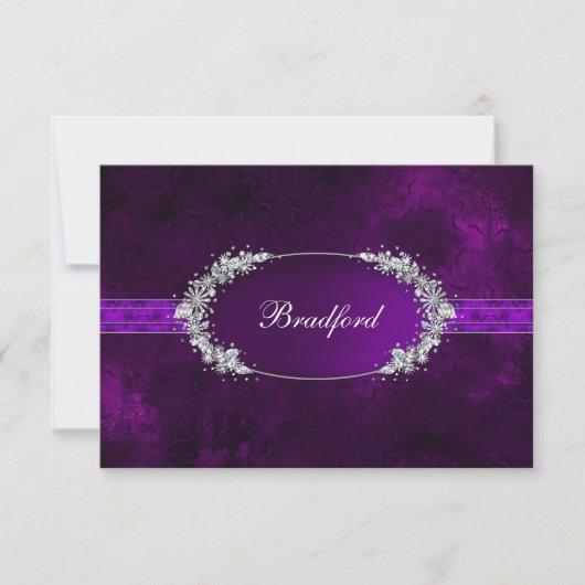 RESPONSCARD - PAARS - OVAL INSET - FAUX JEWELS RSVP KAARTJE (Voorkant)