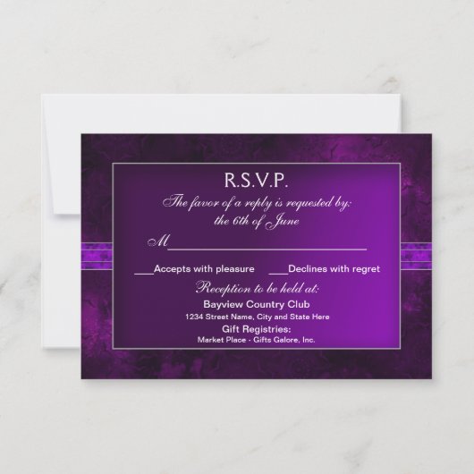 RESPONSCARD - PAARS - OVAL INSET - FAUX JEWELS RSVP KAARTJE (Achterkant)