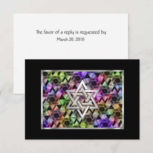 Response Kaart Bar Mitzvah Star van David (Voorkant / Achterkant)