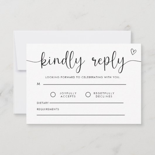Response, Wedding Insert Card, Simple Rsvp (Voorkant)