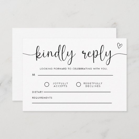 Response, Wedding Insert Card, Simple Rsvp (Voorkant / Achterkant)
