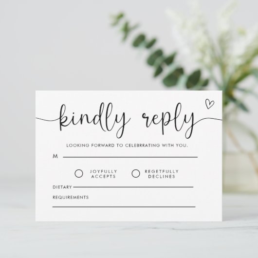 Response, Wedding Insert Card, Simple Rsvp Kaartje (Staand voorkant)