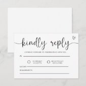 Response, Wedding Insert Card, Simple Rsvp Kaartje (Voorkant / Achterkant)