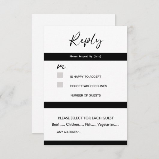 Responskaart RSVP Kaartje (Voorkant / Achterkant)