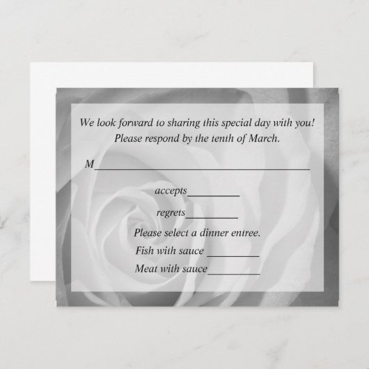 Responskaart voor bruiloft RSVP kaartje (Voorkant / Achterkant)