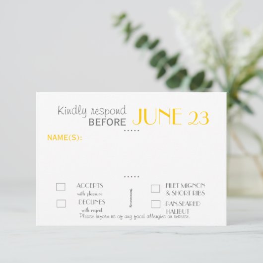 Responskaart voor moderne Invitation Suite RSVP Kaartje (Staand voorkant)