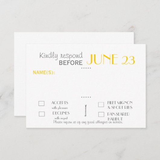 Responskaart voor moderne Invitation Suite RSVP Kaartje (Voorkant / Achterkant)