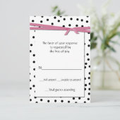 Responskaart voor zwarte en witte poka Dot Party RSVP Kaartje (Staand voorkant)