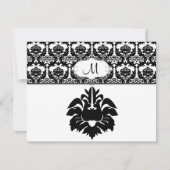 Responskaarten voor Black & White Damask Wedding RSVP Kaartje (Voorkant)