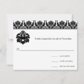 Responskaarten voor Black & White Damask Wedding RSVP Kaartje (Achterkant)