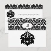 Responskaarten voor Black & White Damask Wedding RSVP Kaartje (Voorkant / Achterkant)