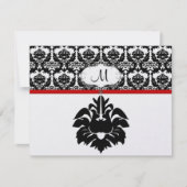Responskaarten voor Black & White Damask Wedding RSVP Kaartje (Voorkant)