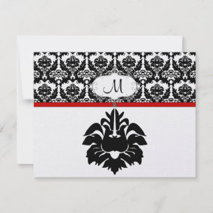 Responskaarten voor Black & White Damask Wedding RSVP Kaartje