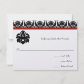 Responskaarten voor Black & White Damask Wedding RSVP Kaartje (Achterkant)