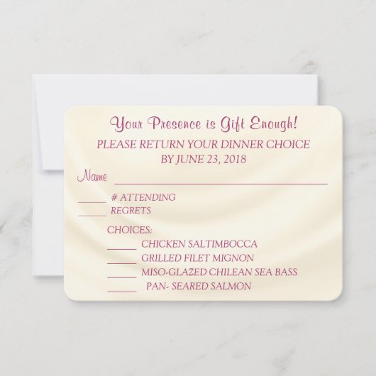 Responskaarten voor menu's met enveloppen (Voorkant)