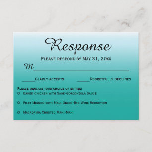 Responskaarten voor ombre Ocean Wedding RSVP Kaartje