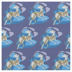 "Rest and Relaxation", Deco Italy Greyhound Blue Stof