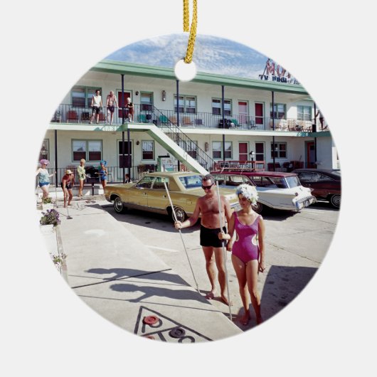 Rest Cove Motel in de jaren zestig Keramisch Ornament (Voorkant)