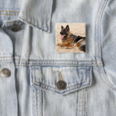 Rest German Shepherd Dog Square Pin Vierkante Button 5,1 Cm (In situ)