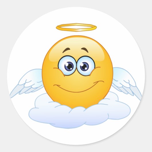 Rest in de Vrede RIP Heaven Angel Emoji Ronde Sticker (Voorkant)