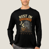 Rest In Grounds Spooky Coffee Lover Halloween Tri-Blend Shirt (Voorkant volledig)
