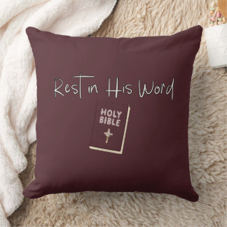 Rest in His Word- Faith-Filled Throw Pillow Kussen