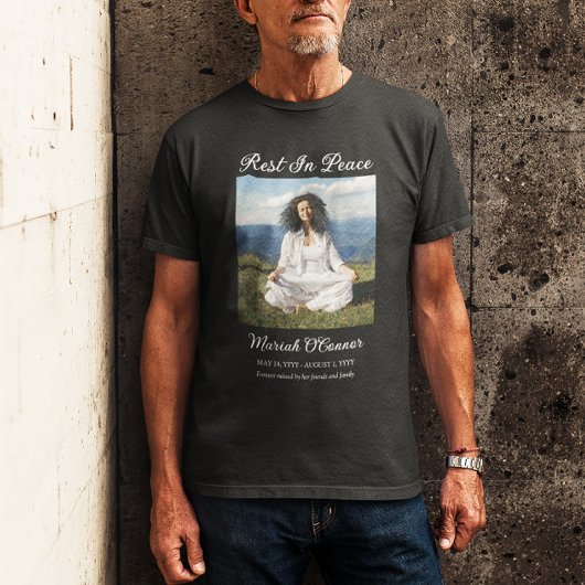 Rest in Peace Elegant Memorial Foto T-shirt