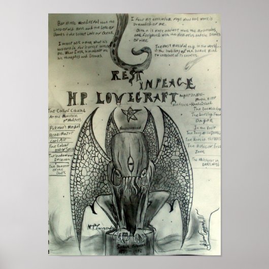 Rest in Peace H.P. Lovecraft Poster (Voorkant)