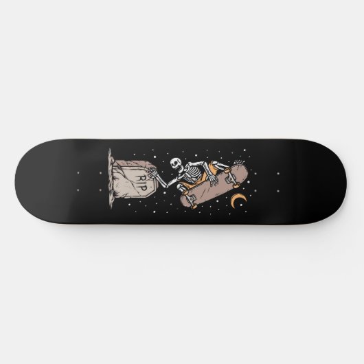 Rest in Peace Skeleton Schaats to Death Headstone Persoonlijk Skateboard (Horizontaal)