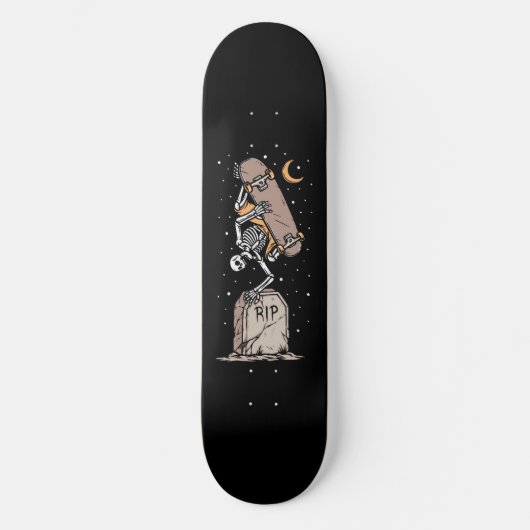 Rest in Peace Skeleton Schaats to Death Headstone Persoonlijk Skateboard (Voorkant)