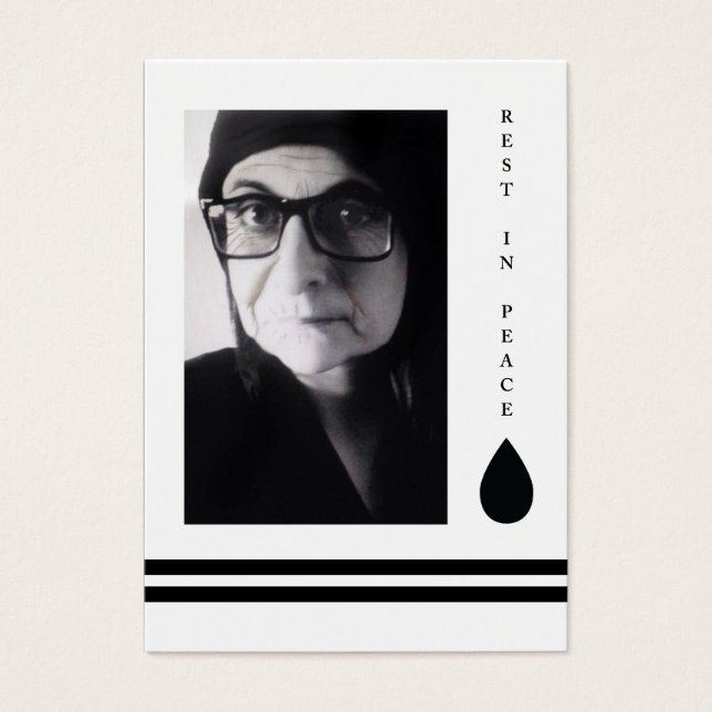 rest in peace tear drop visitekaartje (Voorkant)
