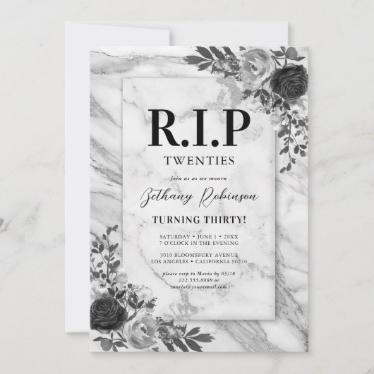 Rest in Peace Twenties 30th Birthday Party Kaart (Voorkant)