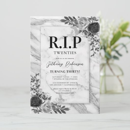 Rest in Peace Twenties 30th Birthday Party Kaart (Staand voorkant)