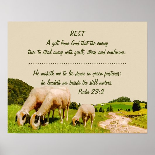 Rest Inspirerend Psalm 23:2 Citaat Poster (Voorkant)