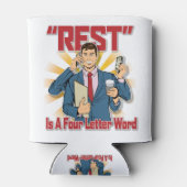 Rest is een woord met vier letters (zakenman) blikjeskoeler (Achterkant)