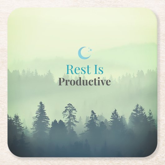 Rest Is Productive – Minimal Motivational Drink Co Kartonnen Onderzetters (Voorkant)