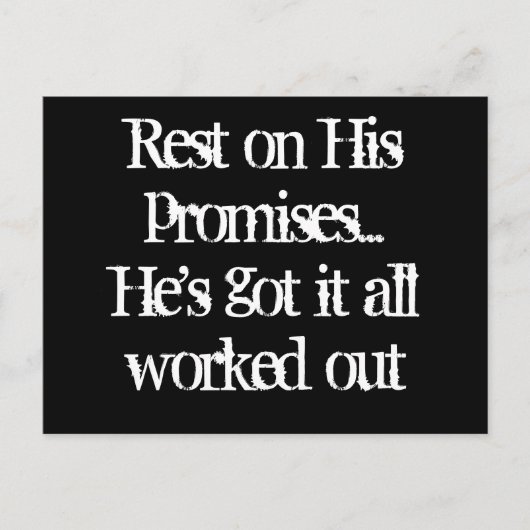 "REST ON ZIJN PROMISSEN" BRIEFKAART (Voorkant)