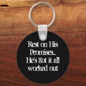 "REST ON ZIJN PROMISSEN" SLEUTELHANGER (Voorkant)