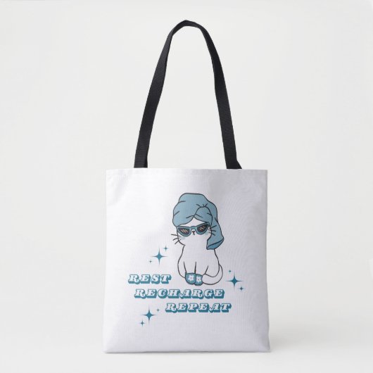 Rest, Recharge, Repeat - Selfcare and Cats Tote Bag (Voorkant)