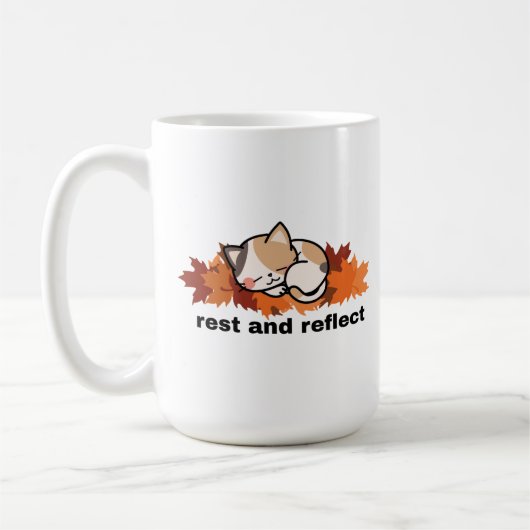 rest & reflect autumn cat koffiemok (Links)