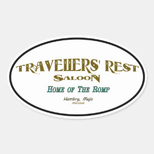 Rest Saloon voor reizigers Ovale Sticker